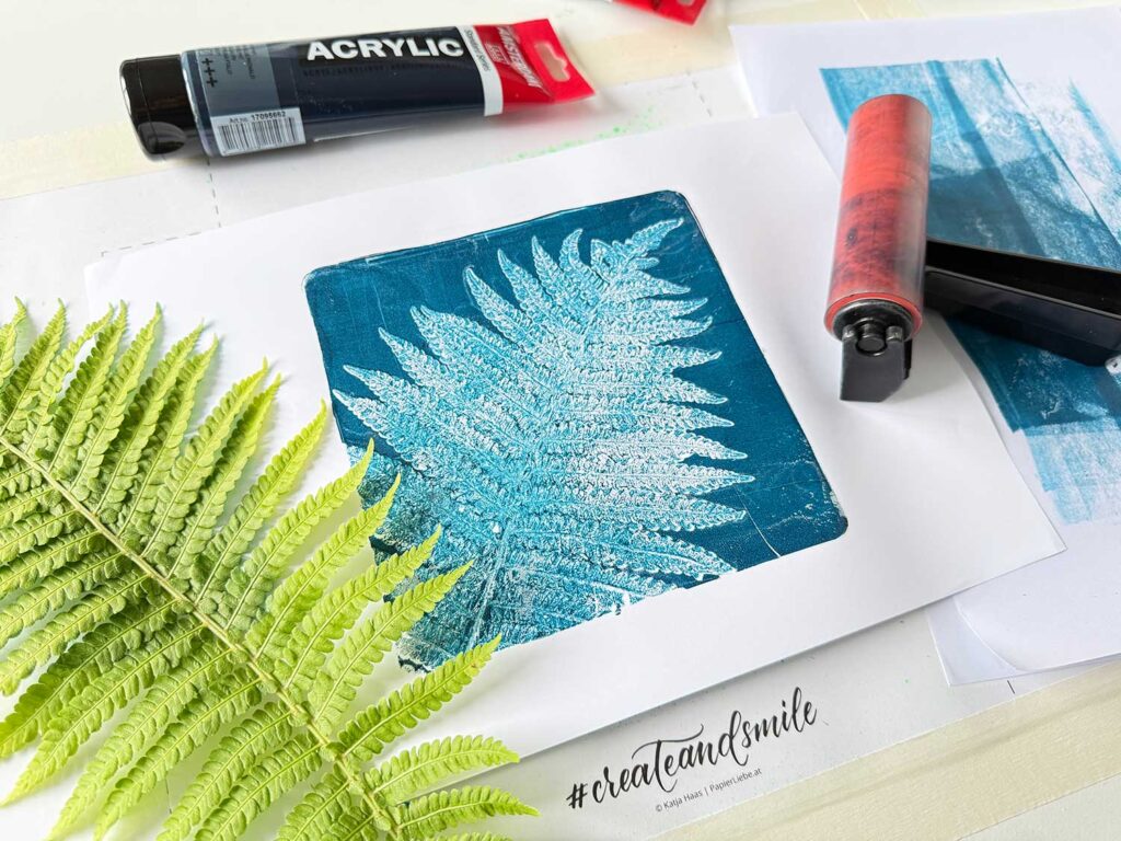 Pflanzendruck mit der Gelplatte – Gelli Print mit Blättern & Gräsern