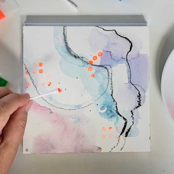Aquarell Mixed Media mit Wattestäbchen