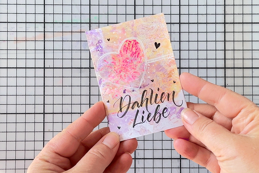 Dahlien-Zine mit Gelli Print und Handlettering