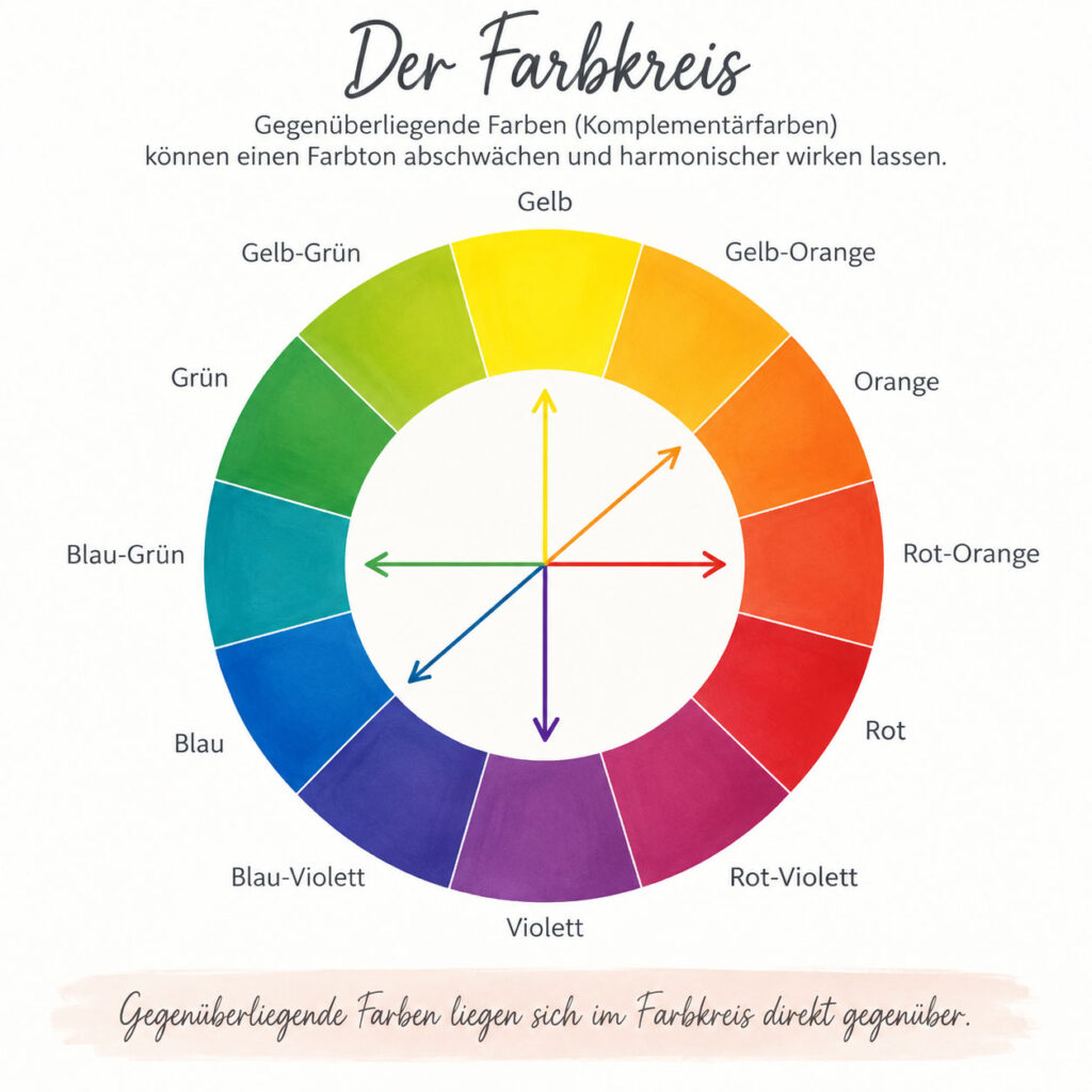 Farben im Farbkreis mit Komplentärfarben