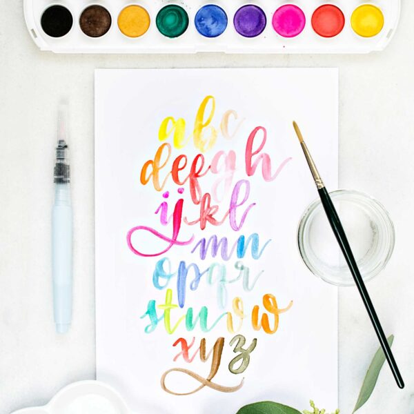 Aquarell-Alphabet Handlettering