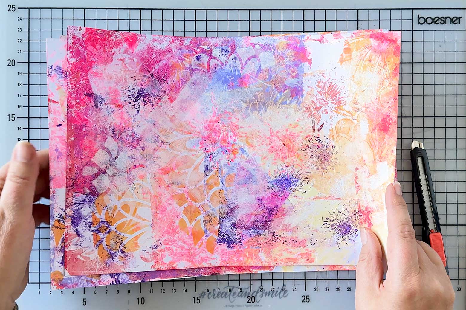 Zine falten aus Gelli Prints